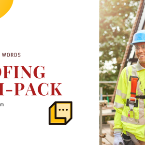 featured image shows a happy roofer and says "Launch With Words Roofing Mini-Pack"